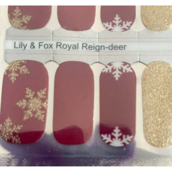 Lily & Fox Nail Wraps Set - Royal Reign-Deer & Feather Waltz Red Gold Blue - Picture 3 of 7